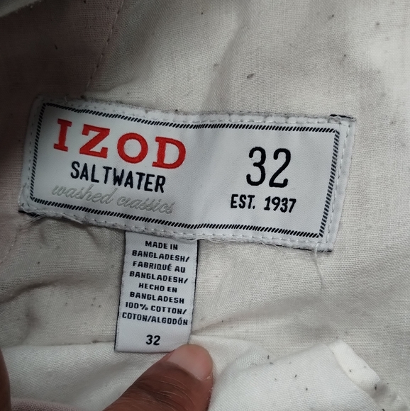 Izod Saltwater mens Sailor short Peach with navy anchors sailor - Picture 4 of 14